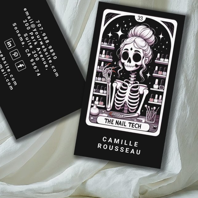 Tarjeta De Visita Tarot Nail Technician Black Business Card (Subido por el creador)