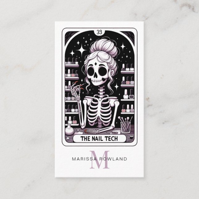 Tarjeta De Visita Tarot Nail Technician Monogrammed Business Card (Anverso)