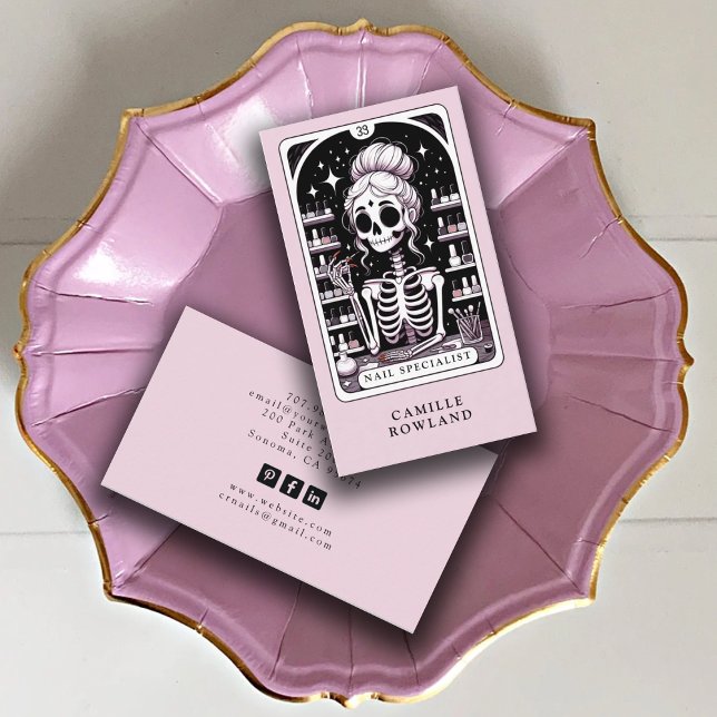 Tarjeta De Visita Tarot Nail Technician Pink Business Card (Subido por el creador)