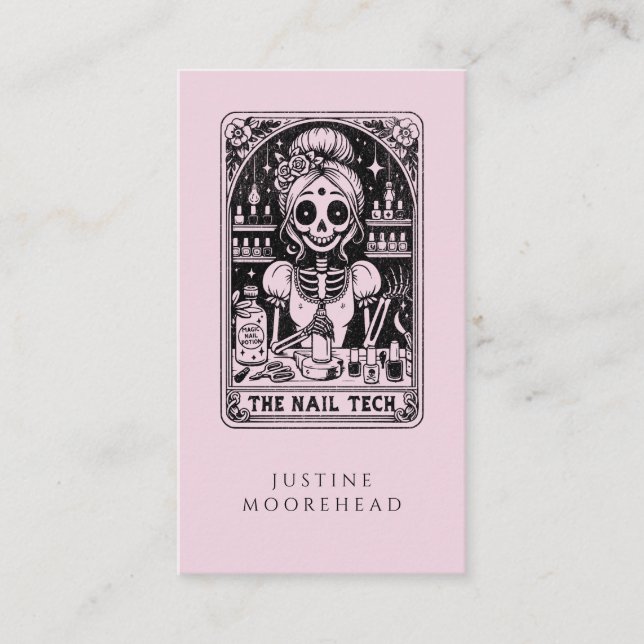 Tarjeta De Visita Tarot Nail Technician Pink Business Card (Anverso)