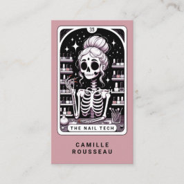 Tarjeta De Visita Tarot Nail Technician Rosa Rosa