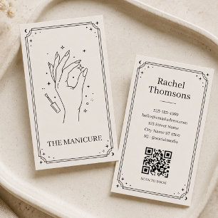 Tarjeta De Visita Tarot Negro Manicura Celestial Minimalista Uñas 