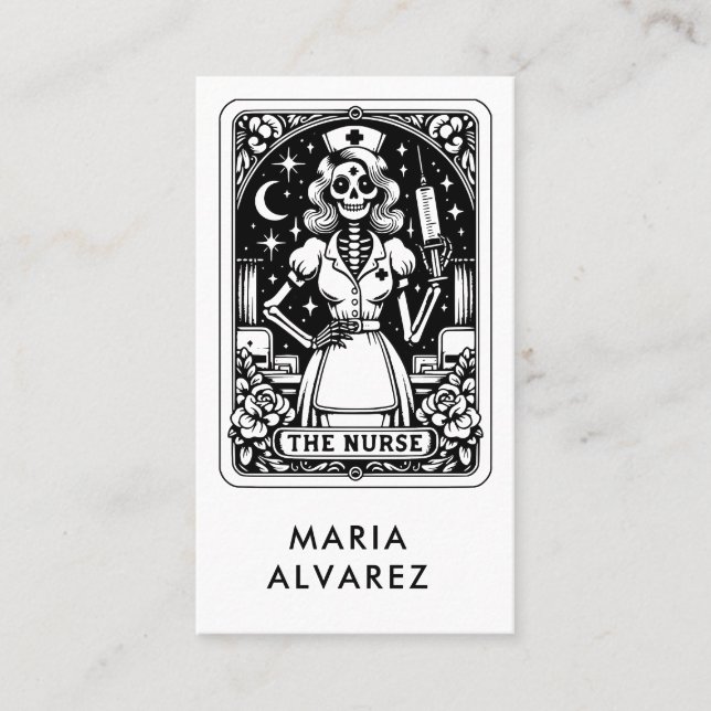 Tarjeta De Visita Tarot Nurse Black Business Card (Anverso)