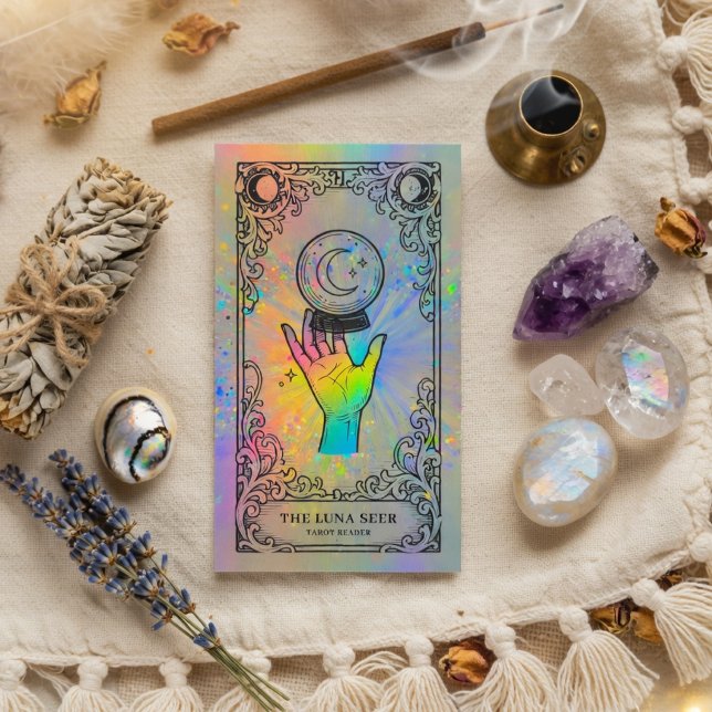 Tarjeta De Visita Tarot Reader | Holographic Celestial Tarot Reader  (Subido por el creador)