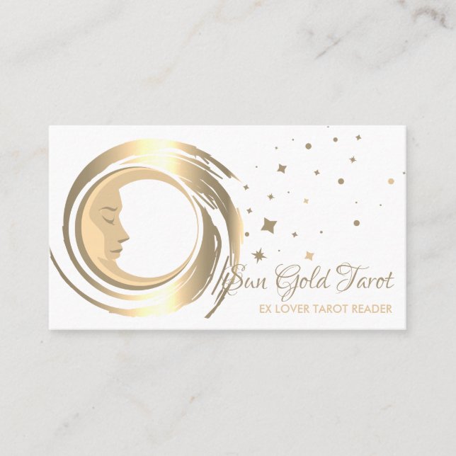 Tarjeta De Visita Tarot Reader Stars Moon Sun (Anverso)
