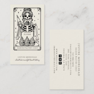 Tarjeta De Visita Tarot Skeleton Baker Whisk Cupcake Crema