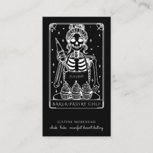 Tarjeta De Visita Tarot Skeleton Baker Whisk Cupcake negro