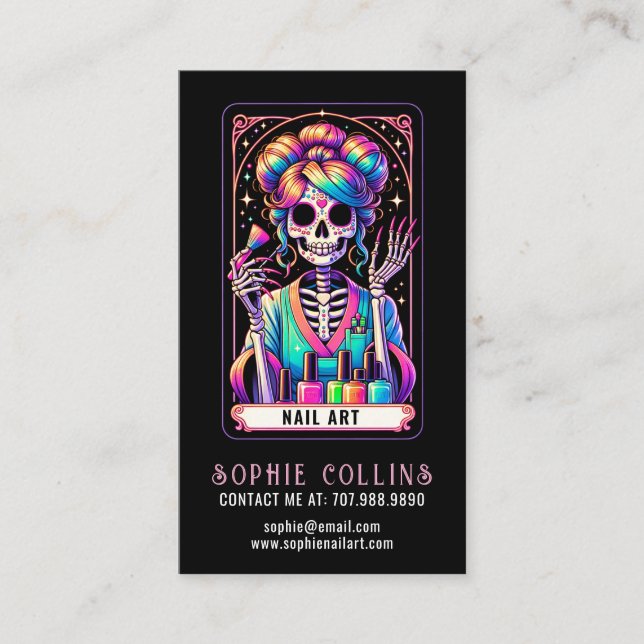 Tarjeta De Visita Tarot Theme Nail Tech Nail Art Business Card (Anverso)