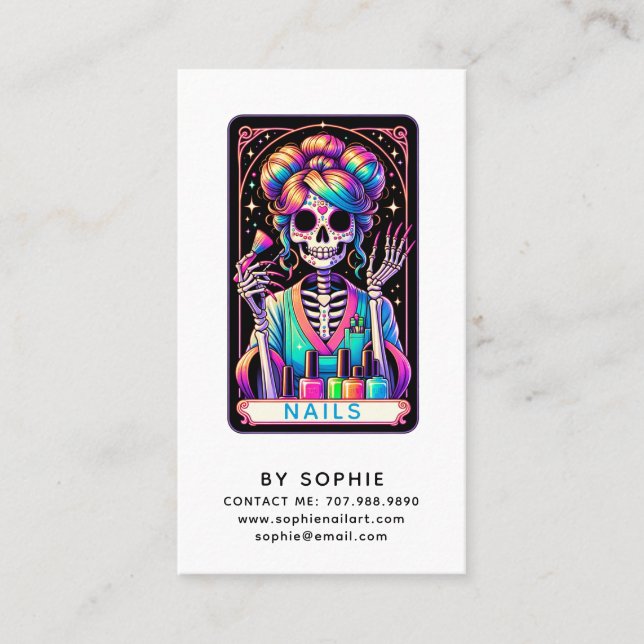 Tarjeta De Visita Tarot Theme Nail Tech Nail Art Business Card (Anverso)