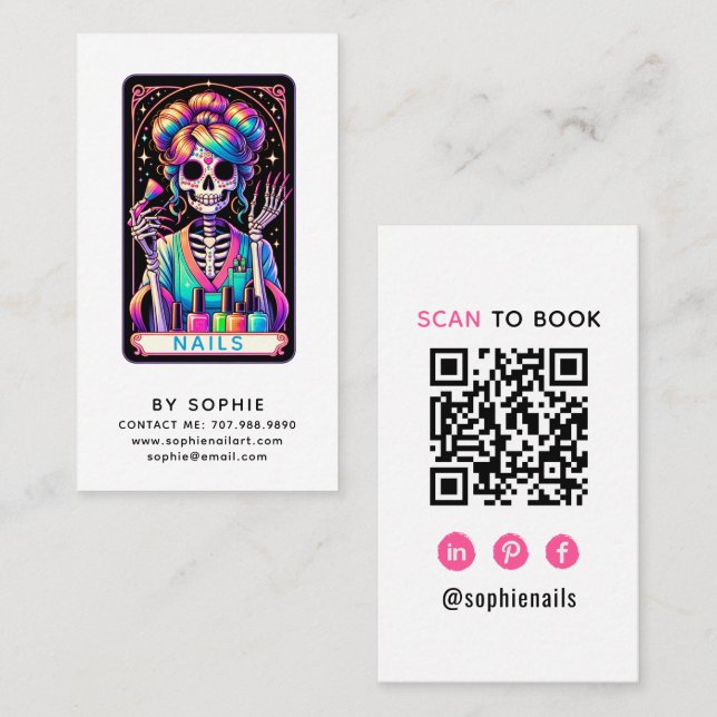 Tarjeta De Visita Tarot Theme Nail Tech Nail Art Business Card (Anverso / Reverso)