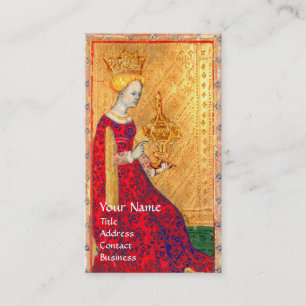 TARJETA DE VISITA TAROTES DE RENACIMIENTO ANTIGUO / REINA DE CUPAS