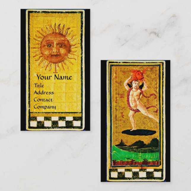 TARJETA DE VISITA TAROTES DE RENACIMIENTO ANTIGUO / SOL (Anverso / Reverso)