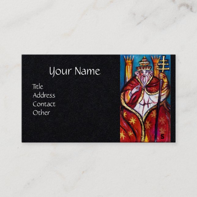 Tarjeta De Visita TAROTES DE SOMBRAS PERDIDAS PAPA HIEROPHANT Black  (Anverso)