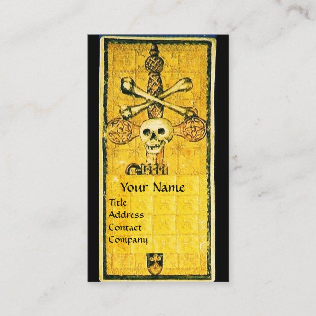 Tarjeta De Visita TAROTES GÓTICOS ANTIGUOS, ACE DE SUDORES Amarillo  (Anverso)
