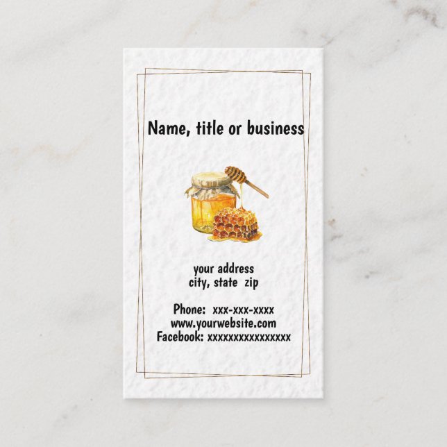 Tarjeta De Visita Tarro de miel y cometa de miel (Anverso)