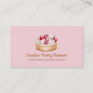 Tarjeta De Visita Tarta crema batida fruta dulce de baya