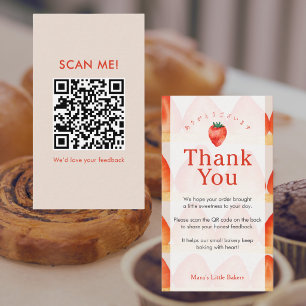 Tarjeta De Visita Tarta de Fresa Capas Deja una Reseña Código QR