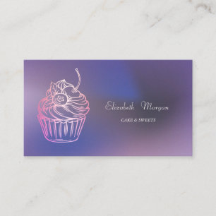 Tarjeta De Visita Tarta moderna elegante dulces, magdalena morada