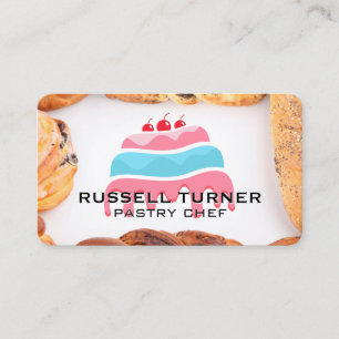 Tarjeta De Visita Tarta y Cerezas   Pastelería