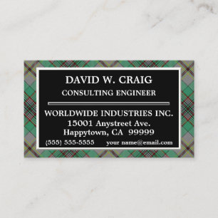 Tarjeta De Visita Tartan Plaid de Clan Craig Escocés