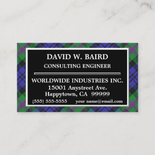 Tarjeta De Visita Tartan Plaid del Clan Escocés Baird