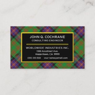 Tarjeta De Visita Tartan Plaid del Clan Escocés Cochrane