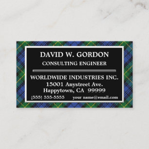 Tarjeta De Visita Tartan Plaid del Clan Escocés Gordon