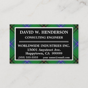 Tarjeta De Visita Tartan Plaid del Clan Escocés Henderson