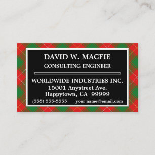 Tarjeta De Visita Tartan Plaid del Clan Escocés MacFie