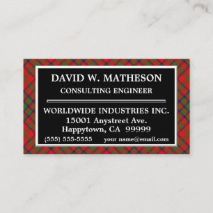 Tarjeta De Visita Tartan Plaid del Clan Escocés Matheson