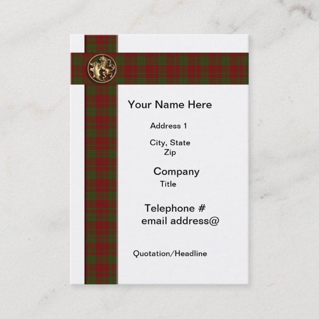 Tarjeta de visita tartan plaid profesional (Anverso)