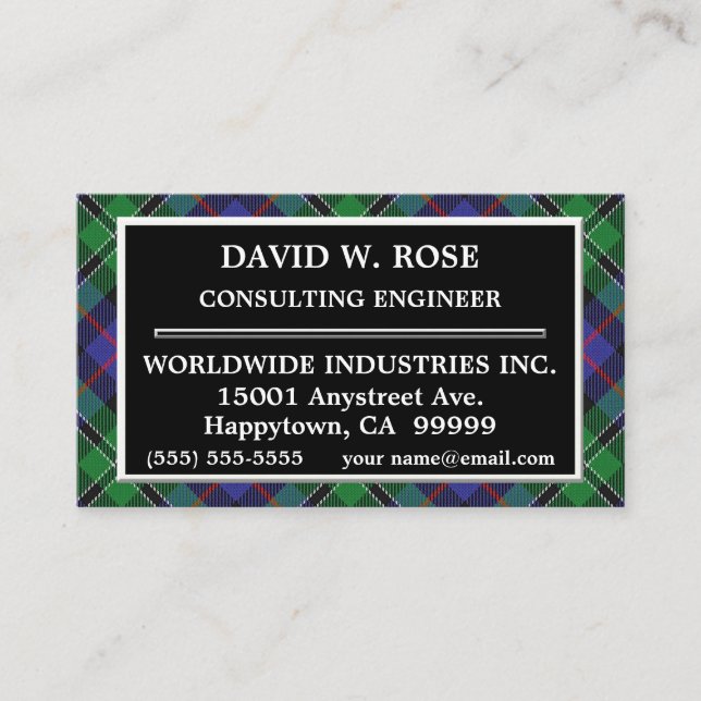 Tarjeta De Visita Tartan Plaid, Rosa de Clan de Escocia (Anverso)