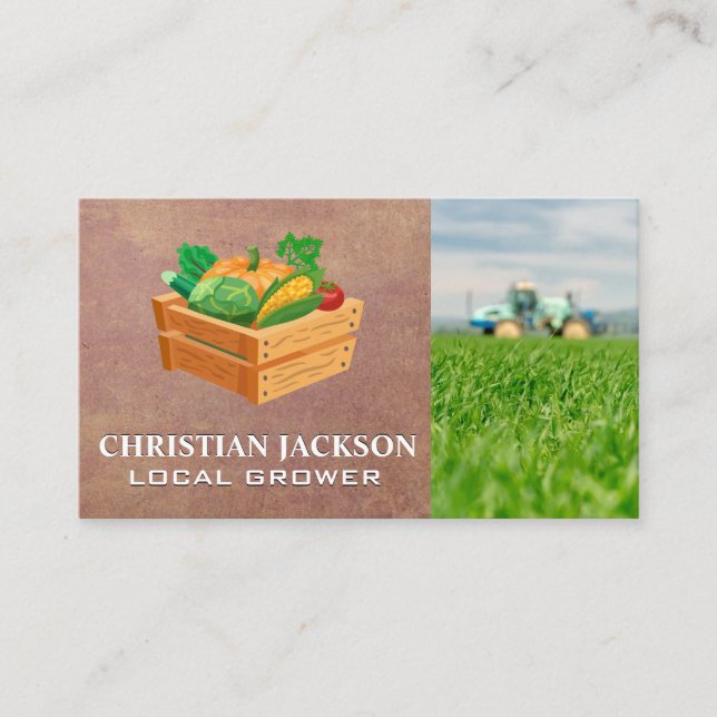 Tarjeta De Visita Tasa de producción | Granjero en Tractor (Anverso)