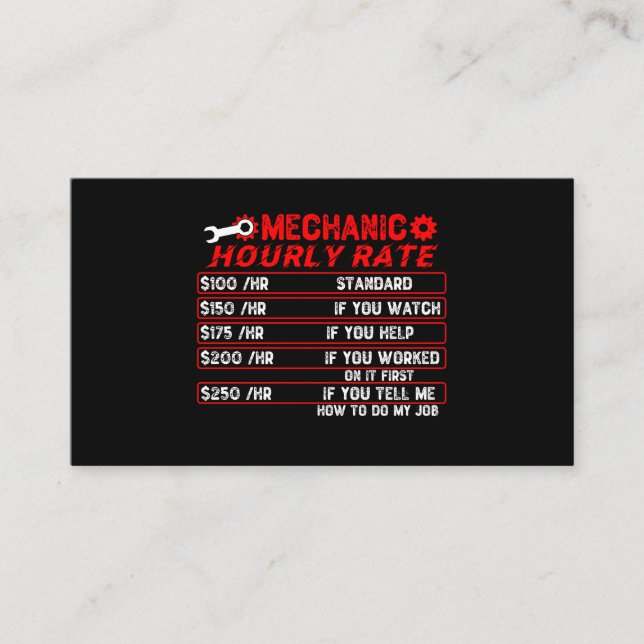 Tarjeta De Visita Tasa horaria mecánica - Mecánica (Anverso)