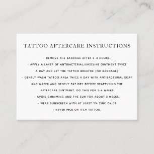 Tarjeta de visita Tattoo Aftercare Instructions