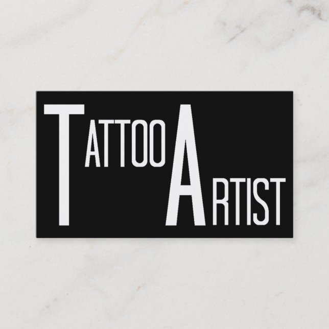 Tarjeta De Visita Tattoo Artist Black Simple Business Card (Anverso)