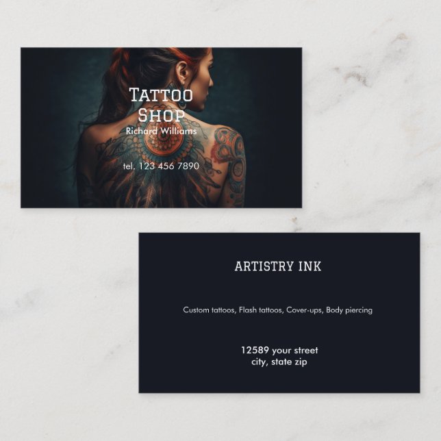 Tarjeta De Visita Tattoo Shop (Anverso / Reverso)