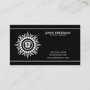 Tarjeta De Visita Tattoo Shop Simple Black Grunge Tattoo Artista