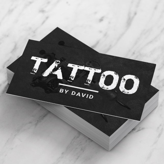 Tarjeta De Visita Tattoo Shop Tattoo Gun Grunge Typografía (Subido por el creador)