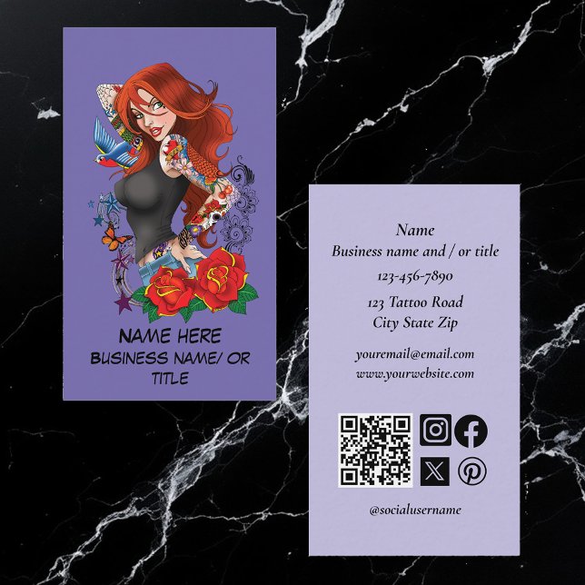 Tarjeta De Visita Tattoos de la mujer de Redhead (Subido por el creador)