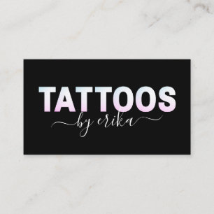 Tarjeta De Visita Tattoos Ombre Gradiente Holográfico Letras de moda
