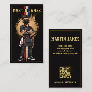 Tarjeta De Visita Tatuado Cool Masculino Barber QR