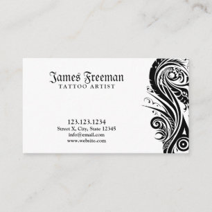 Tarjeta De Visita Tatuador de tatuajes tribales blanco y negro oscur