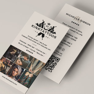 Tarjeta De Visita Tatuador Minimal Sand Cuadrícula de Artista de Tat