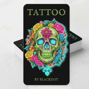 Tarjeta De Visita Tatuador Profesional Artista de Tatuajes de Cráneo