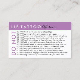Tarjeta De Visita Tatuaje de labio morado Evita consejos de cuidados