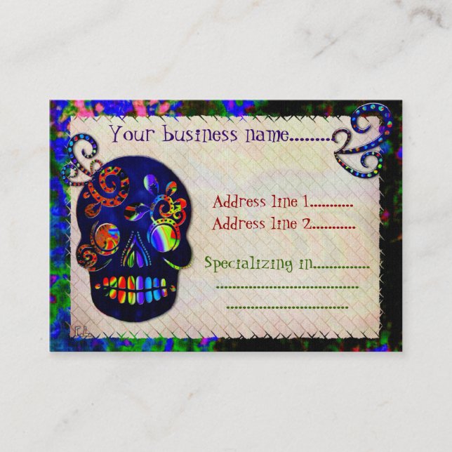 Tarjeta De Visita Tatuaje de Personalizados festivos 3D Skull mexica (Anverso)