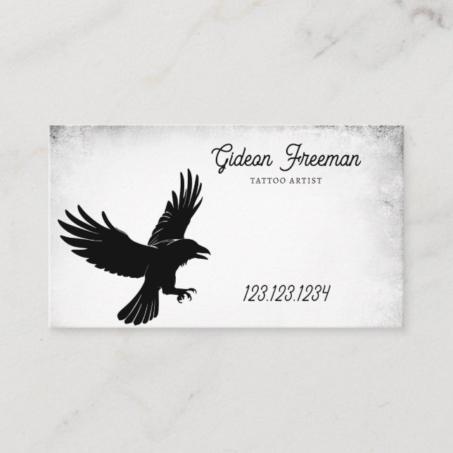 Tarjeta De Visita Tatuaje de silueta negro y blanco (Anverso)