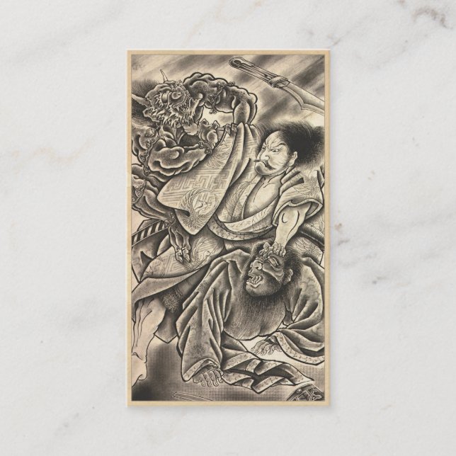 Tarjeta De Visita Tatuaje japonés de la lucha del demonio del (Anverso)