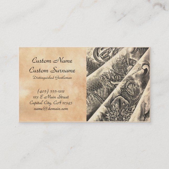 Tarjeta De Visita Tatuaje japonés de la tinta del demonio del (Anverso)